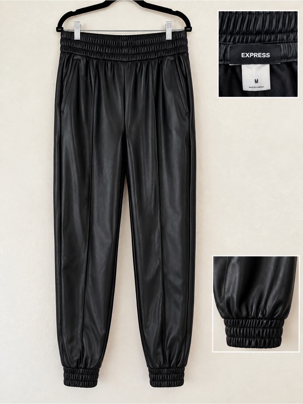 Express Black Faux Leather Joggers